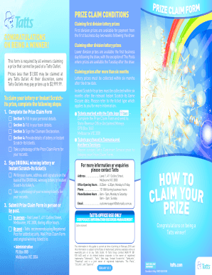 Lottery Prize Claim Form
