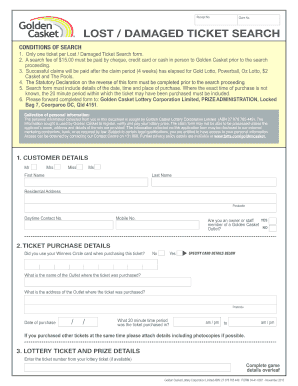 Lost Damaged Ticket Search Form