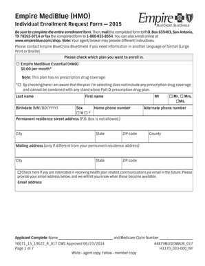 Empire MediBlue HMO Enrollment Form