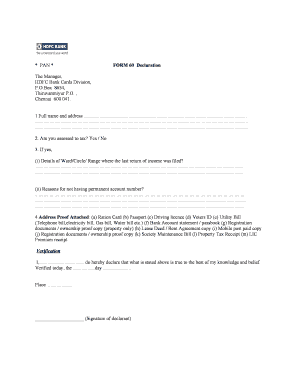 Form 60 Declaration
