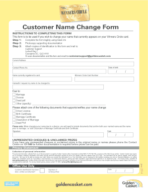 Customer Name Change Form