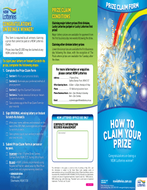 NSW Lottery Prize Claim Form