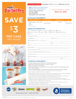 Yoplait ParfaitPro Yogurt Rebate Form