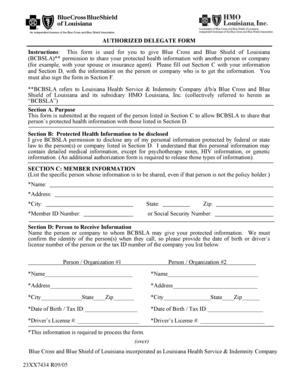 Blue Cross and Blue Shield of Louisiana Authorization Form