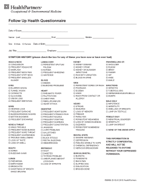 Follow Up Health Questionnaire