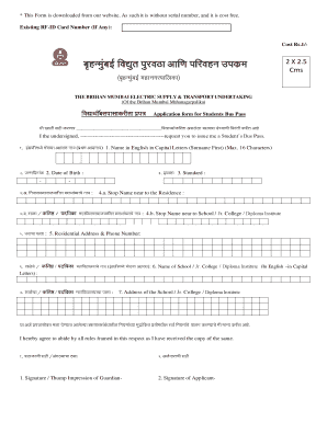 Student Bus Pass Application Form