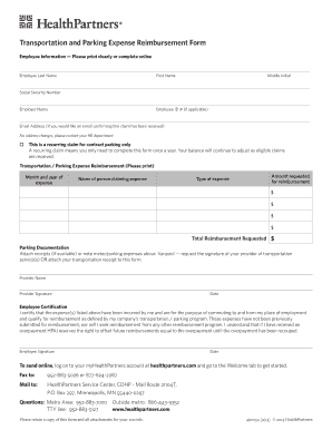Transportation and Parking Expense Reimbursement Form
