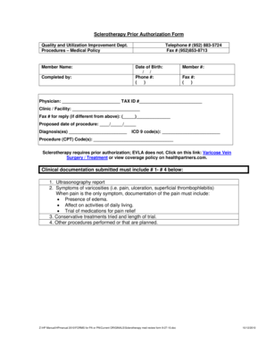 Sclerotherapy Prior Authorization Form
