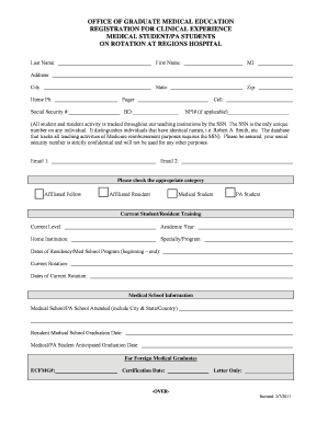 Medical Student/PA Student Clinical Experience Registration