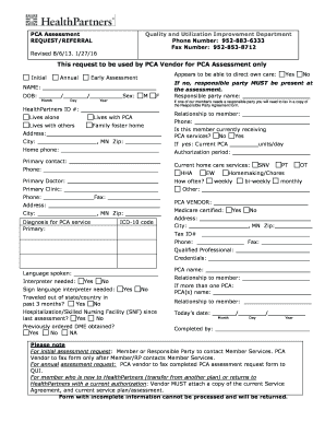 PCA Assessment Request Form