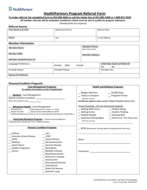 HealthPartners Program Referral Form
