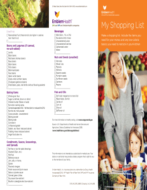 EmblemHealth Shopping List
