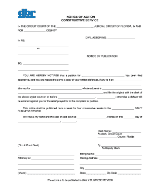 Notice of Action Constructive Service