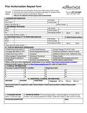 Prior Authorization Request Form