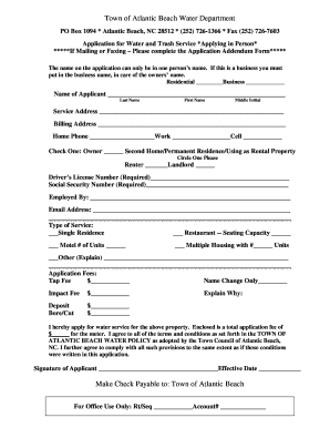 Atlantic Beach Water Service Application