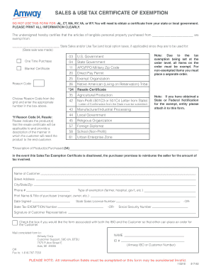 Sales and Use Tax Exemption Certificate
