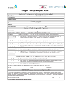 Oxygen Therapy Request Form