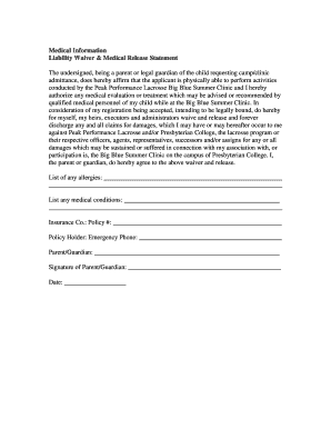 Medical Liability Waiver and Release Form