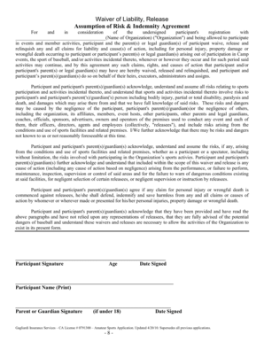 Waiver of Liability for Baseball Participation