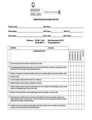 Medical Record Documentation Audit Tool
