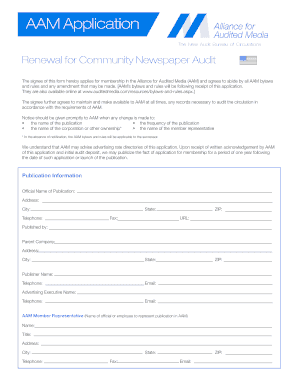 AAM Community Newspaper Audit Renewal Application