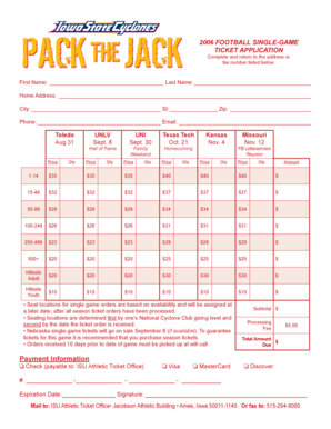 Nebraska Football Single-Game Ticket Application