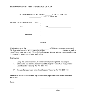 Guilty Plea or Change of Plea Order