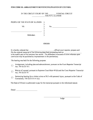 Arraignment/Sentencing/Waiver of Counsel Form