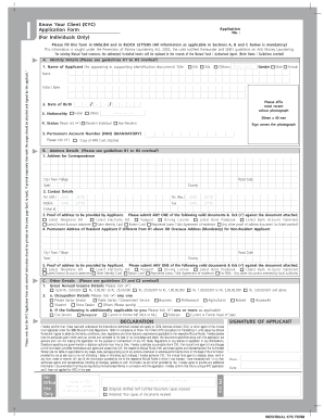 KYC Application Form for Individuals