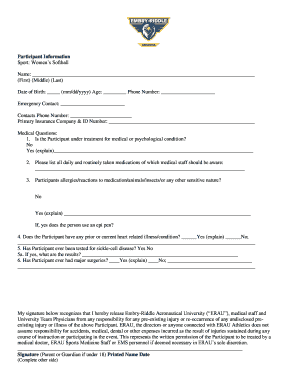 Embry-Riddle Aeronautical University Waiver and Medical Release