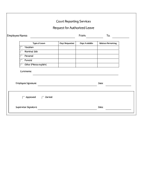 Court Reporting Services Request for Authorized Leave