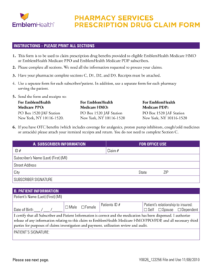 EmblemHealth Medicare Prescription Drug Claim Form