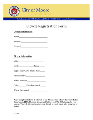 Bicycle Registration Form