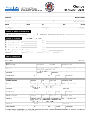 Employee Benefit Change Request Form