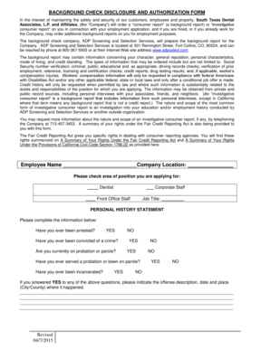 Background Check Disclosure and Authorization Form