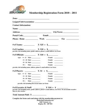 Basketball Saskatchewan Membership Registration Form