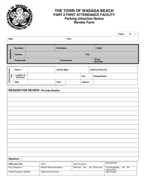 Wasaga Beach Parking Infraction Review Form