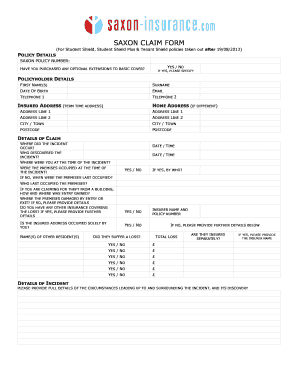 Saxon Claim Form