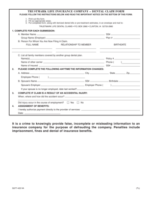 Trustmark Life Dental Claim Form