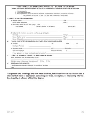 Trustmark Life Dental Claim Form