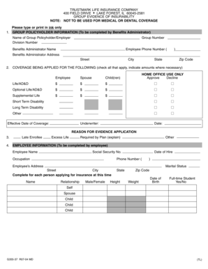 Trustmark Life Insurance Evidence of Insurability Form