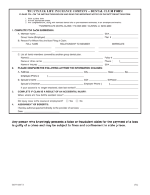 Trustmark Life Dental Claim Form