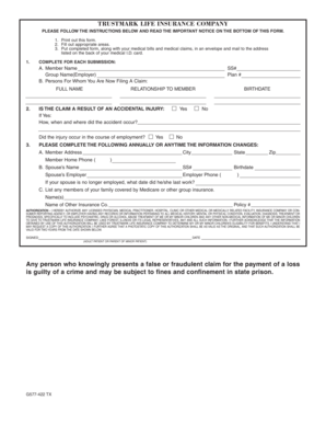 Trustmark Life Insurance Claim Form