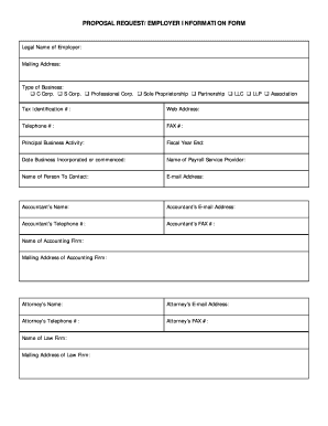 Proposal Request Employer Information Form