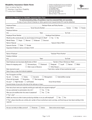 Employee Disability Insurance Claim Form
