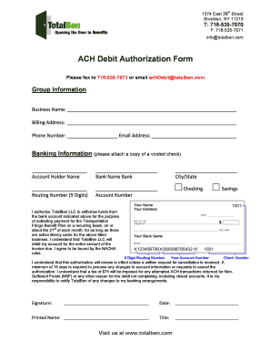 ACH Debit Authorization Form