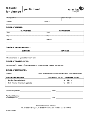 Retirement Plan Participant Change Request Form