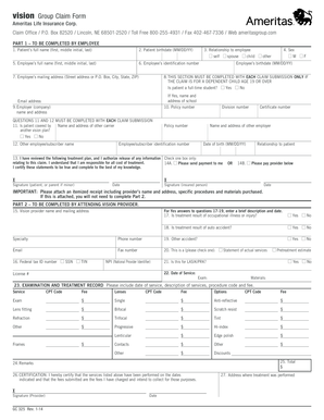 Ameritas Vision Group Claim Form