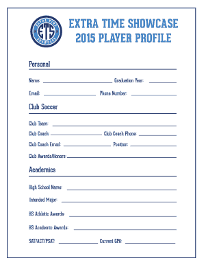 2015 Player Profile Form