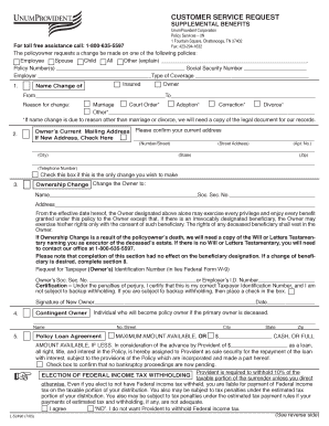 Supplemental Benefits Customer Service Request
